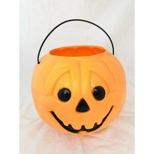 Vintage General Foam Plastics, Norfolk Halloween Pumpkin Blow Mold Pail Bucket